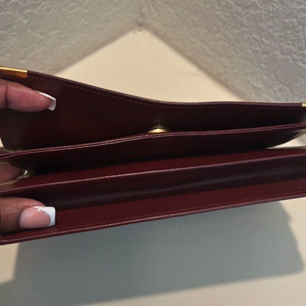 Cartier Convertible Portfolio Organizer Clutch Wristlet Dark Burgundy Leather - Picture 10 of 16